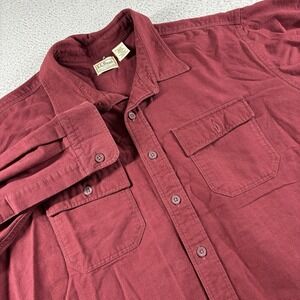 L.L Bean Men's Chamois Shirt Traditional Fit XXL Heavy Flannel Deep Wine Red